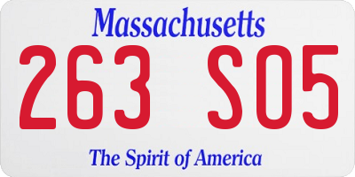 MA license plate 263SO5