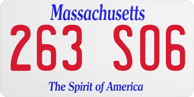 MA license plate 263SO6