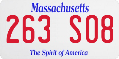 MA license plate 263SO8