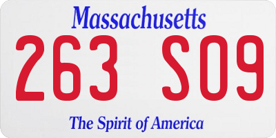 MA license plate 263SO9