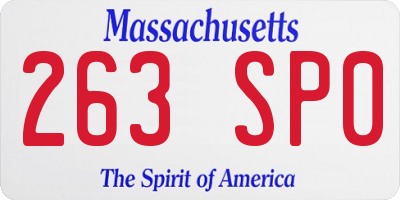 MA license plate 263SP0