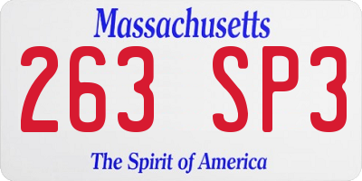 MA license plate 263SP3