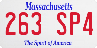 MA license plate 263SP4