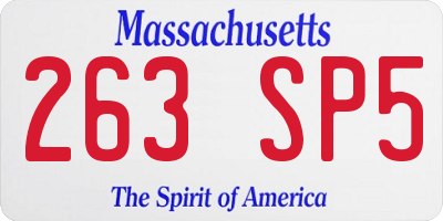 MA license plate 263SP5