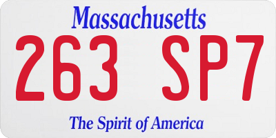 MA license plate 263SP7