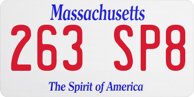 MA license plate 263SP8