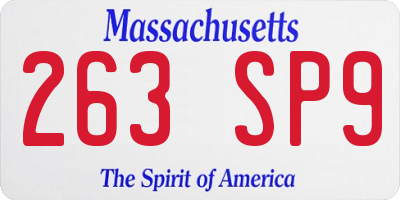 MA license plate 263SP9