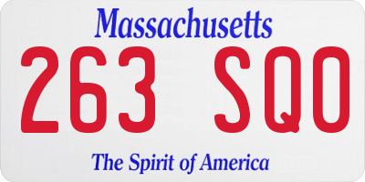 MA license plate 263SQ0