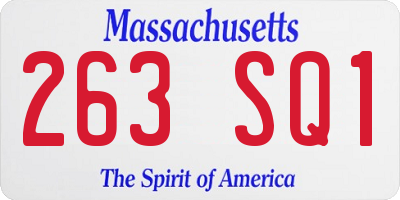 MA license plate 263SQ1