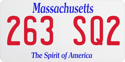 MA license plate 263SQ2
