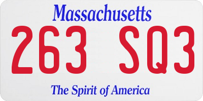 MA license plate 263SQ3
