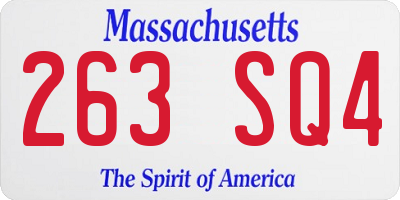 MA license plate 263SQ4