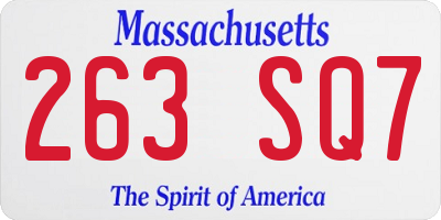 MA license plate 263SQ7