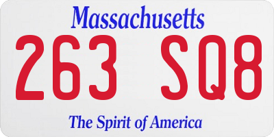 MA license plate 263SQ8