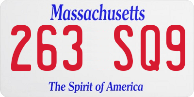 MA license plate 263SQ9