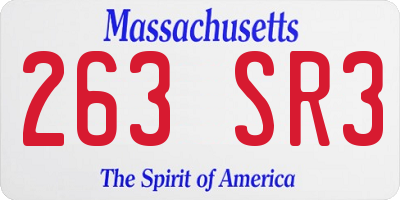 MA license plate 263SR3