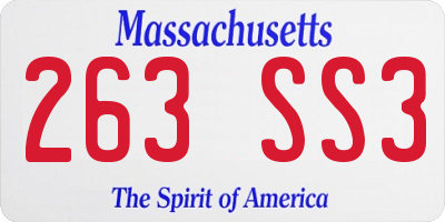 MA license plate 263SS3