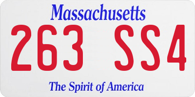 MA license plate 263SS4