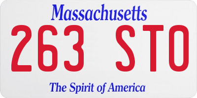 MA license plate 263ST0