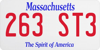 MA license plate 263ST3
