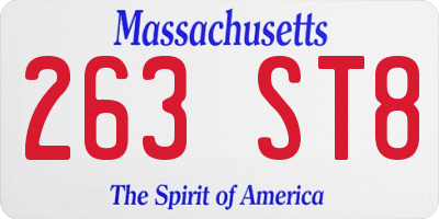 MA license plate 263ST8