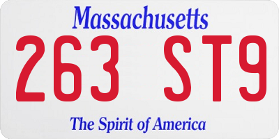 MA license plate 263ST9