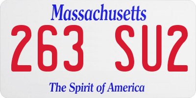 MA license plate 263SU2