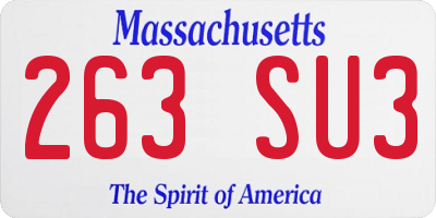 MA license plate 263SU3