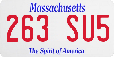 MA license plate 263SU5