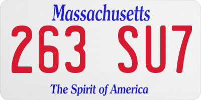 MA license plate 263SU7