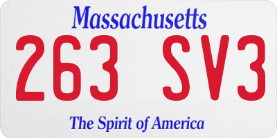 MA license plate 263SV3