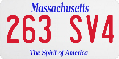 MA license plate 263SV4