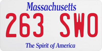 MA license plate 263SW0