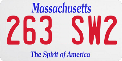 MA license plate 263SW2
