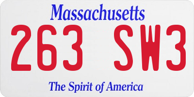 MA license plate 263SW3