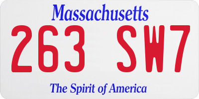 MA license plate 263SW7