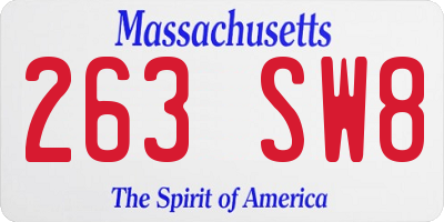 MA license plate 263SW8