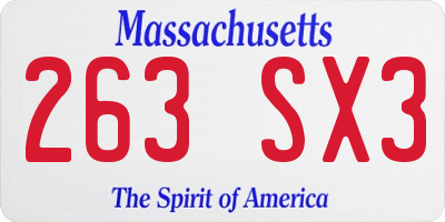 MA license plate 263SX3