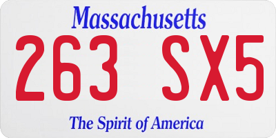 MA license plate 263SX5