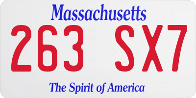 MA license plate 263SX7