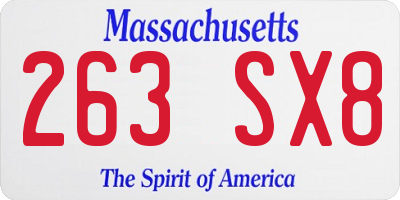 MA license plate 263SX8