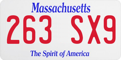 MA license plate 263SX9