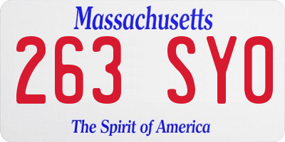 MA license plate 263SY0