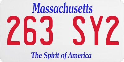 MA license plate 263SY2