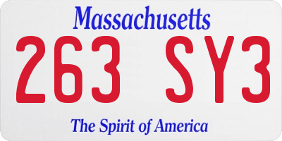 MA license plate 263SY3