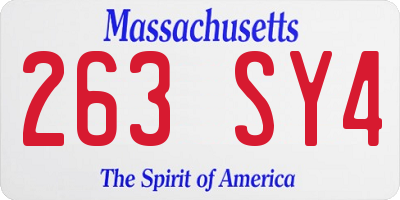 MA license plate 263SY4