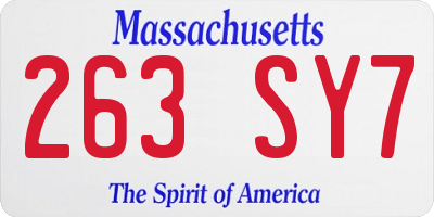 MA license plate 263SY7