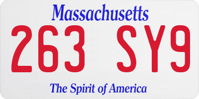 MA license plate 263SY9