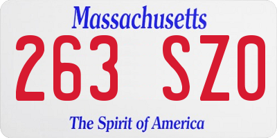 MA license plate 263SZ0