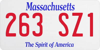 MA license plate 263SZ1